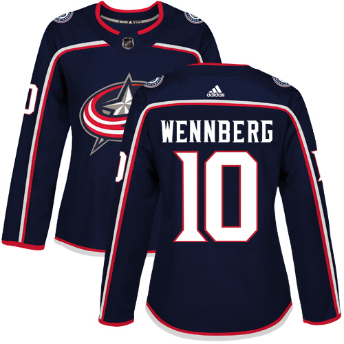 Adidas Columbus Blue Jackets 10 Alexander Wennberg Navy Blue Home Authentic Women Stitched NHL Jersey